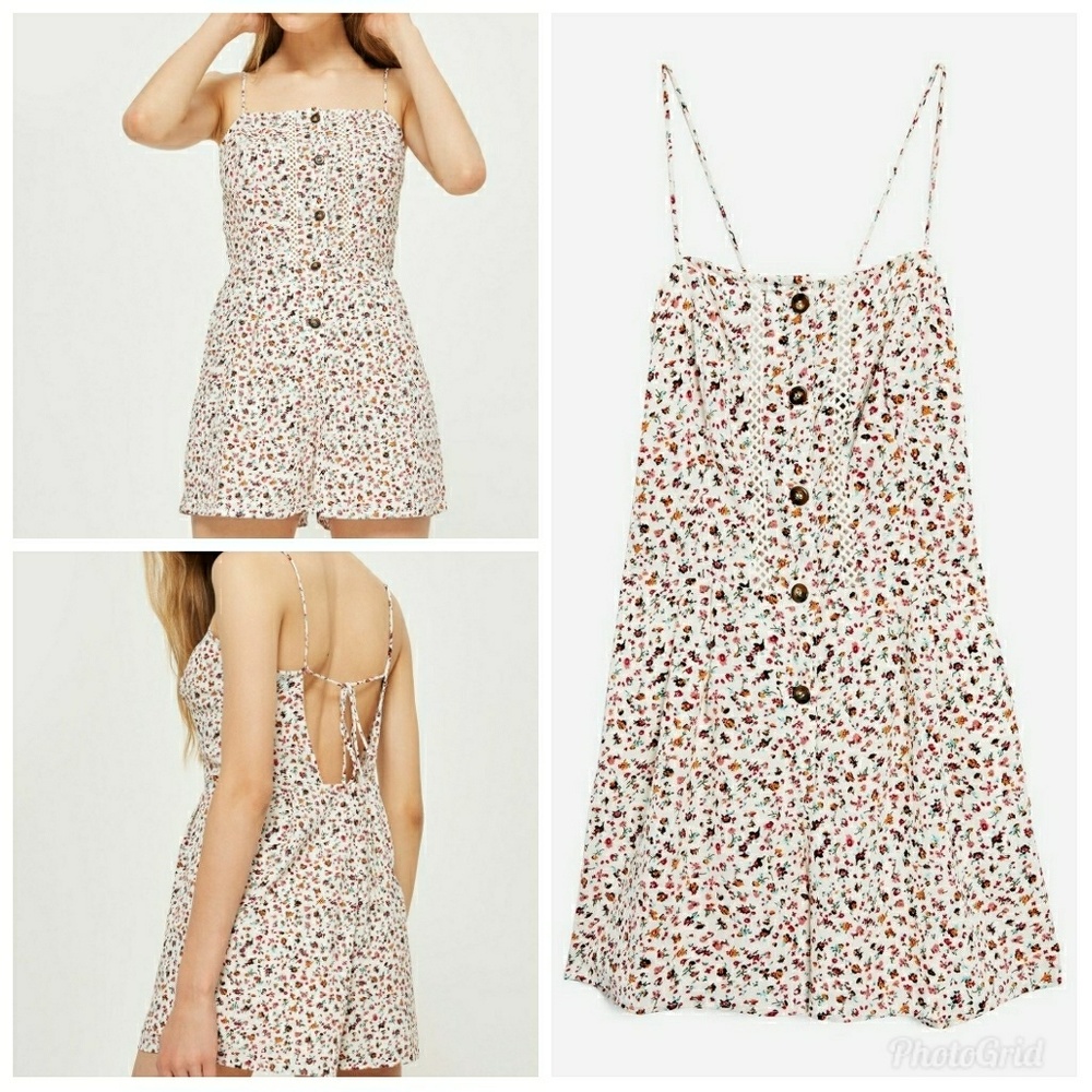 Floral crochet romper